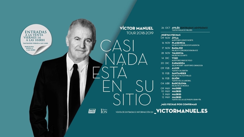 Víctor Manuel actuará en Plasencia durante la gira de presentación de su nuevo disco
