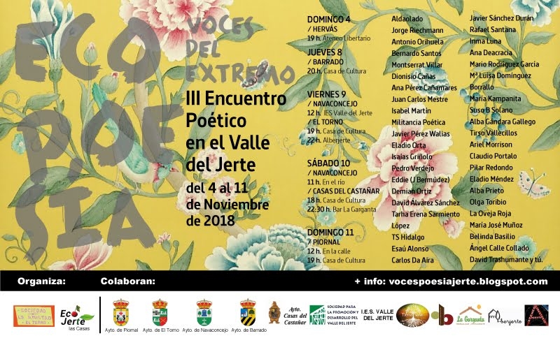 El próximo domingo 4 de noviembre dará comienzo el III Encuentro Poético del Valle del Jerte