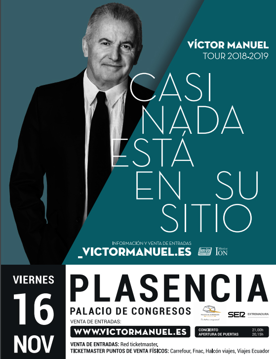 Víctor Manuel presentará en concierto su nuevo disco Casi nada está en su sitio en Palacio de Congresos