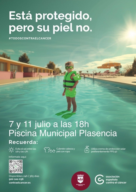 La Asociación Española Contra el Cáncer junto al Ayuntamiento de Plasencia lanzan una campaña de concienciación sobre la protección solar infantil