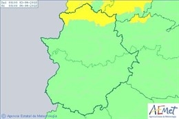 El norte de la provincia de Cáceres permanecerá este martes en aviso amarillo por fuertes vientos