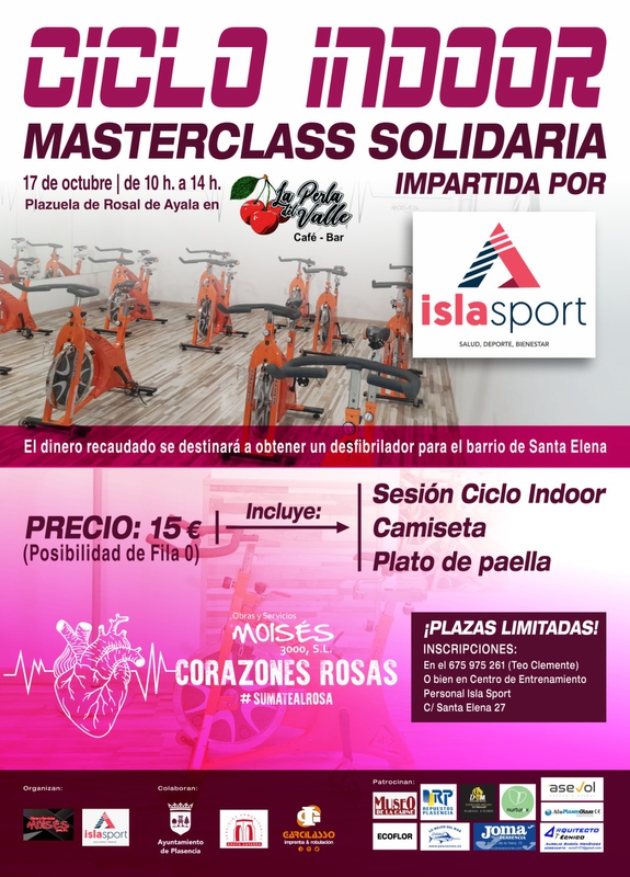 Una Masterclass de Ciclo INDOOR en la Plazuela de Ayala para comprar un desfibrilador para el barrio de Santa Elena