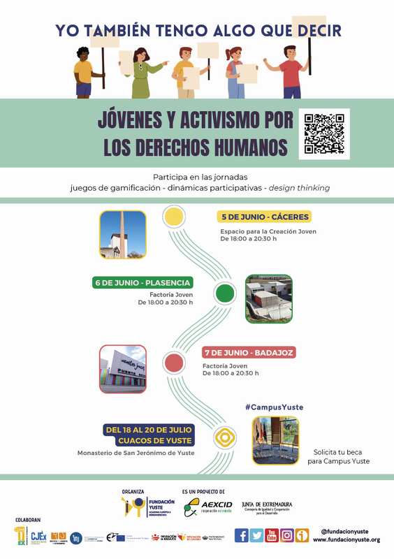 La Fundación Yuste y la AEXCID organizan unas jornadas sobre jóvenes y activismo por los derechos humanos en Cáceres, Plasencia y Badajoz