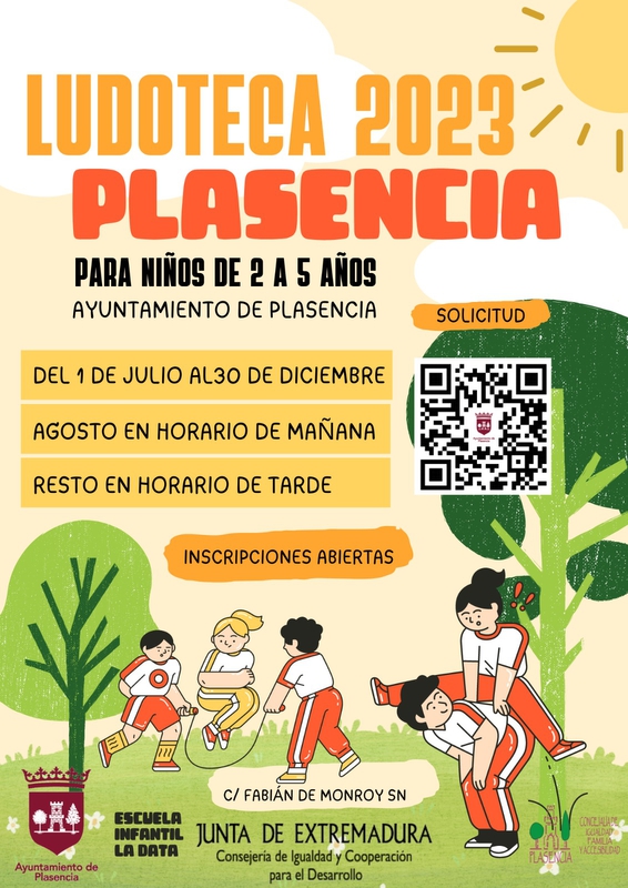 El próximo viernes día 14 de julio finaliza el plazo de presentación de solicitudes para la ludoteca municipal