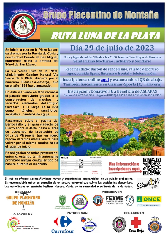 Presentación de la primera ruta solidaria nocturna Luna de la Plata a favor de ASCAPAS