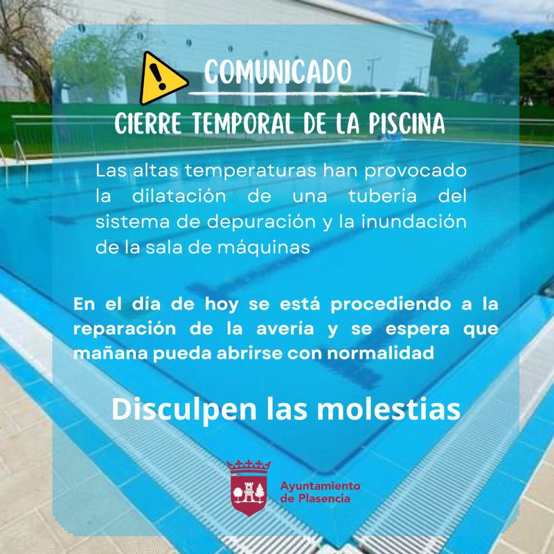 Cierra hoy la piscina municipal por un incidente