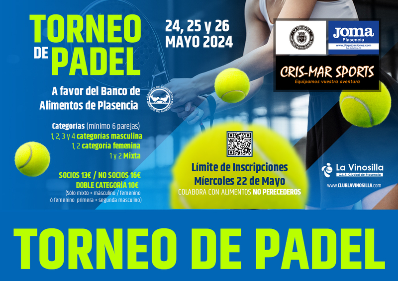 El Torneo de Pádel de La Vinosilla se celebrará el 24, 25 y 26 de mayo