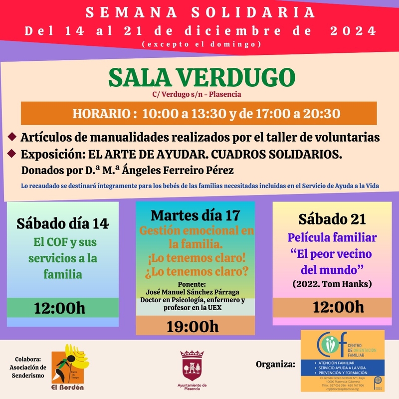 La Semana Solidaria se celebrará del 14 al 21 de diciembre en Plasencia