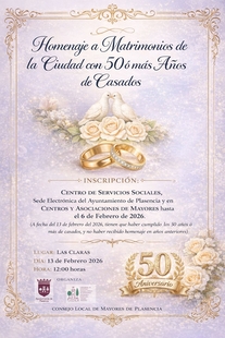 Plasencia convoca el homenaje a matrimonios con 50 o más años de casados