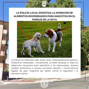 La Policía Local investiga la aparición de alimentos envenenados para mascotas en el parque de La Data
