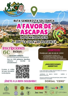 Plasencia se calza las zapatillas el 24 de mayo en la IV Ruta Senderista Solidaria a favor de ASCAPAS
